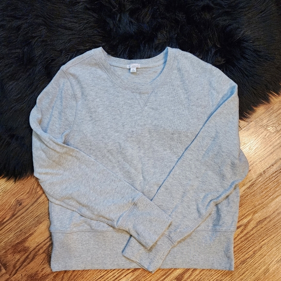 Gap Gray Cropped Crewneck Ribbed Knit Sweatshirt Women's Size XL - Picture 10 of 10